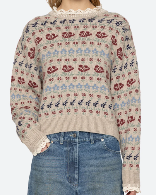 Preston Knit Crew Neck Sweater in Cream by Sea NY