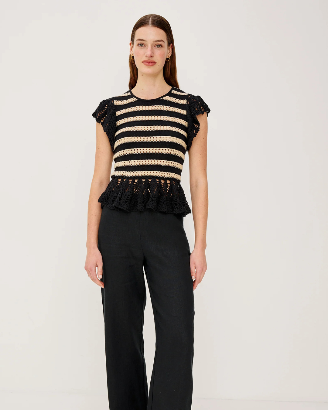 Coen Top in Black Oat Stripe by Rails