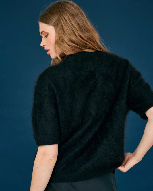 Cashmere Oversized Brushed T-shirt in Black by Jumper 1234