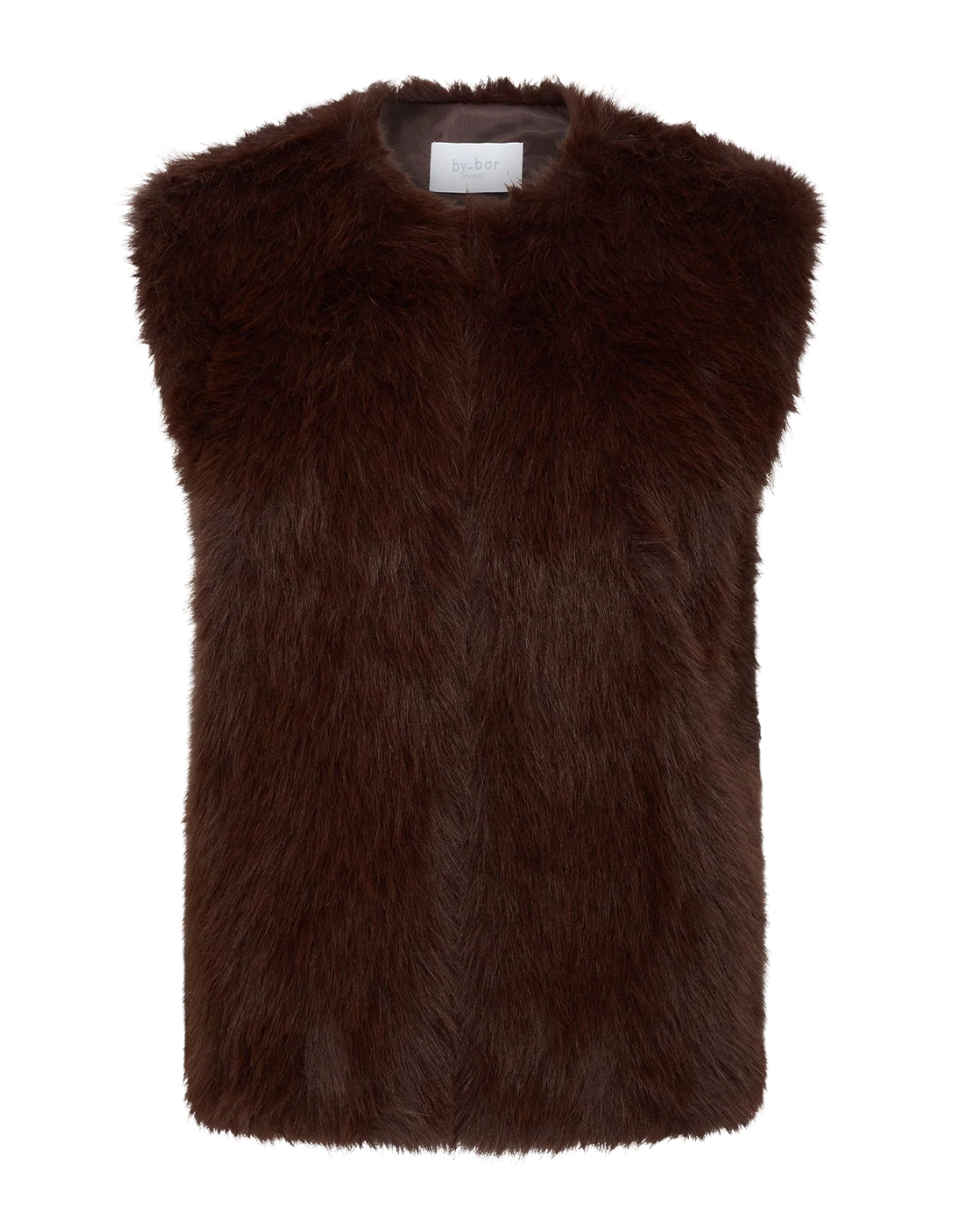 Mona Faux Fur Gilet in Dark Brown by by-bar