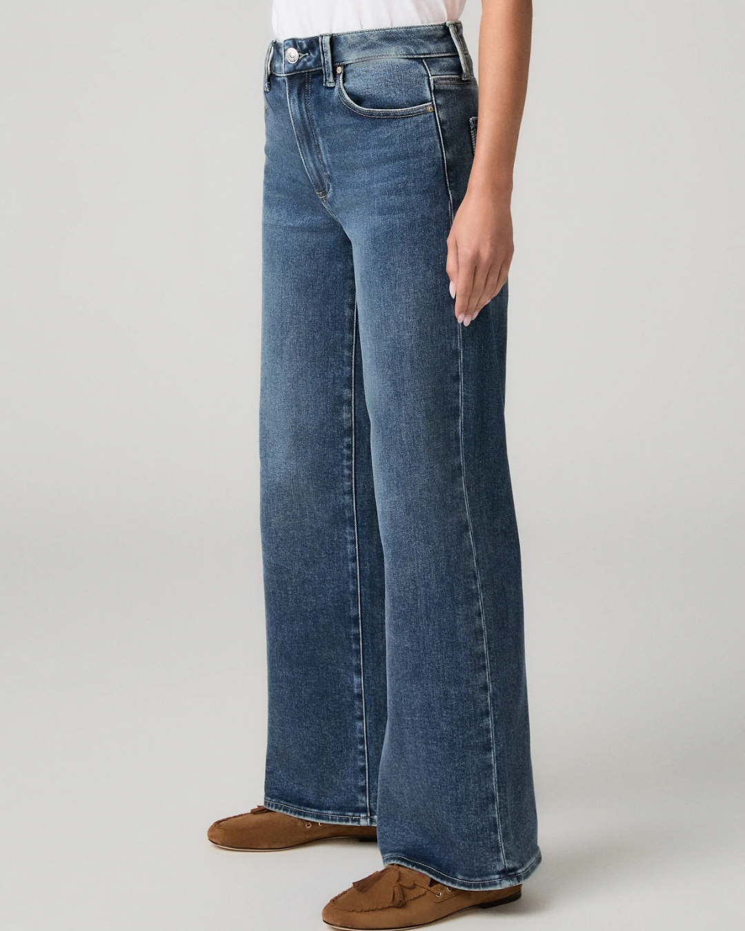 Anessa 31” Seamed Beltloops Wide Leg Jeans in Bowery by PAIGE