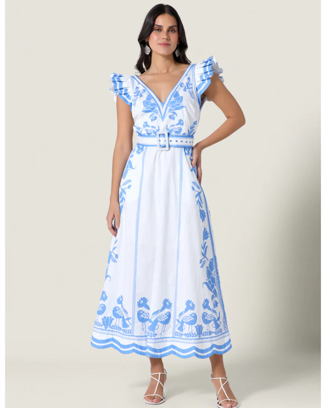 Valmira Dress in White & Blue by Scarlett Poppies