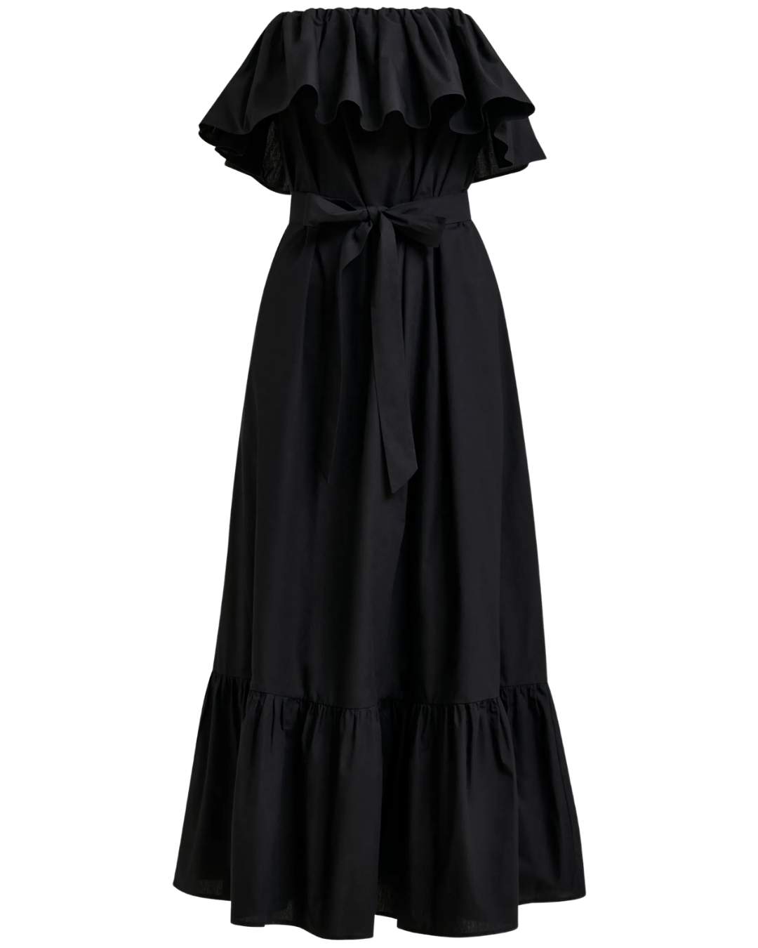 Joyce Belted Ruffle Dress in Black by Essentiel Antwerp