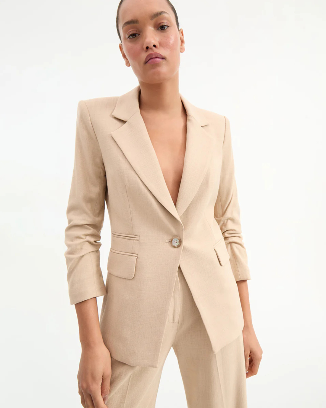 Battista Dickey Jacket in Stone Khaki by Veronica Beard