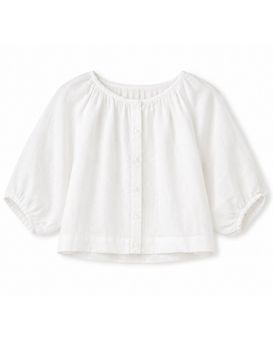 Pia Linen Top in Ivory by Lilly Pilly