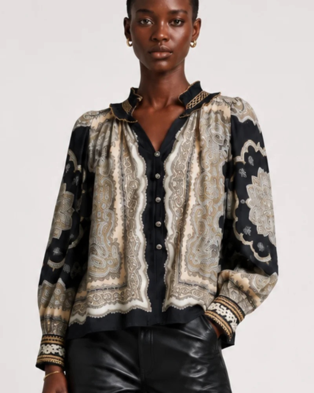 Isolde Top in Onyx Black with Vanilla by Scarlett Poppies