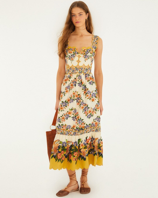 Hilo Stripes Sand Midi Dress by FARM Rio