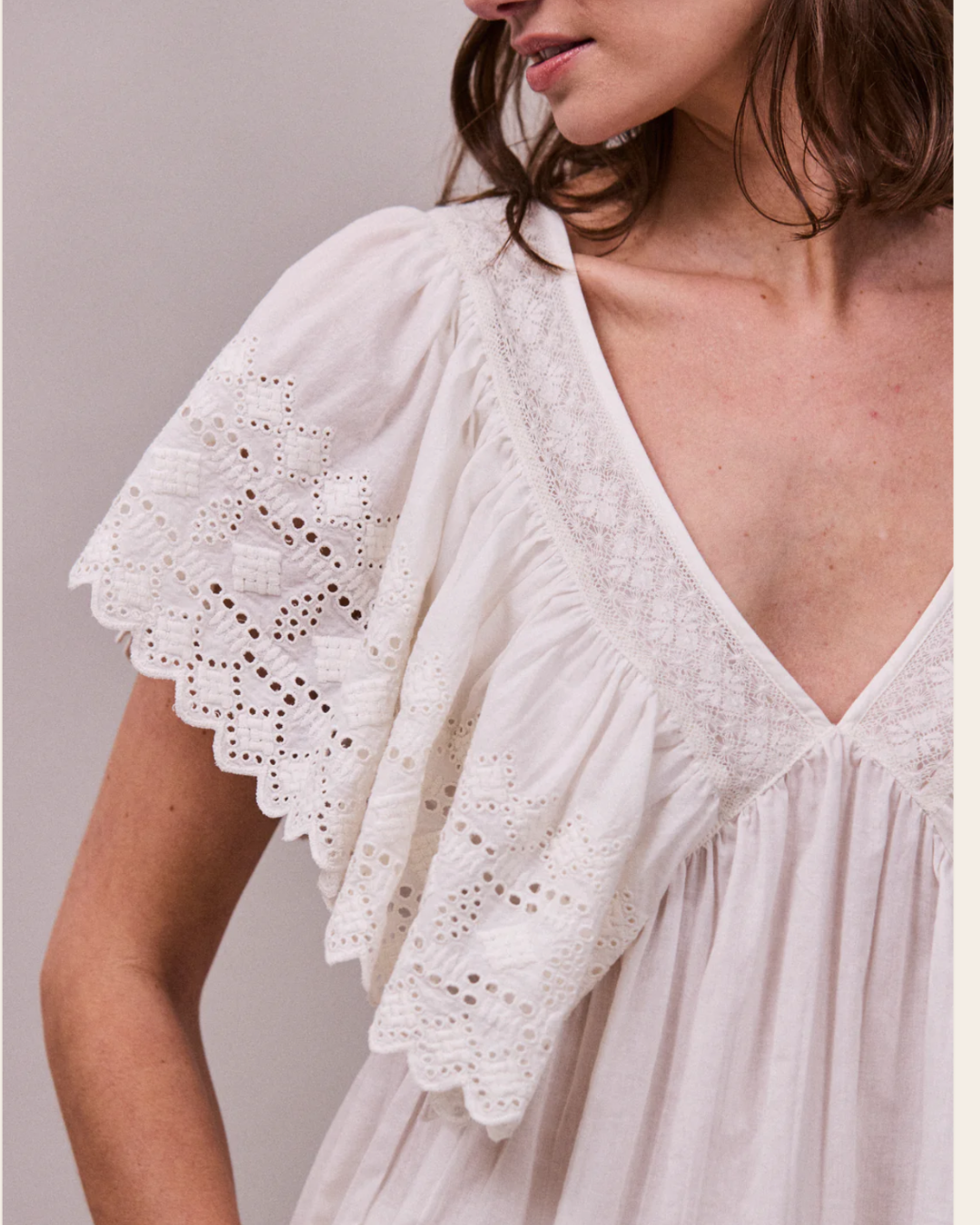 Camelia Top in Vintage White by FAUNE