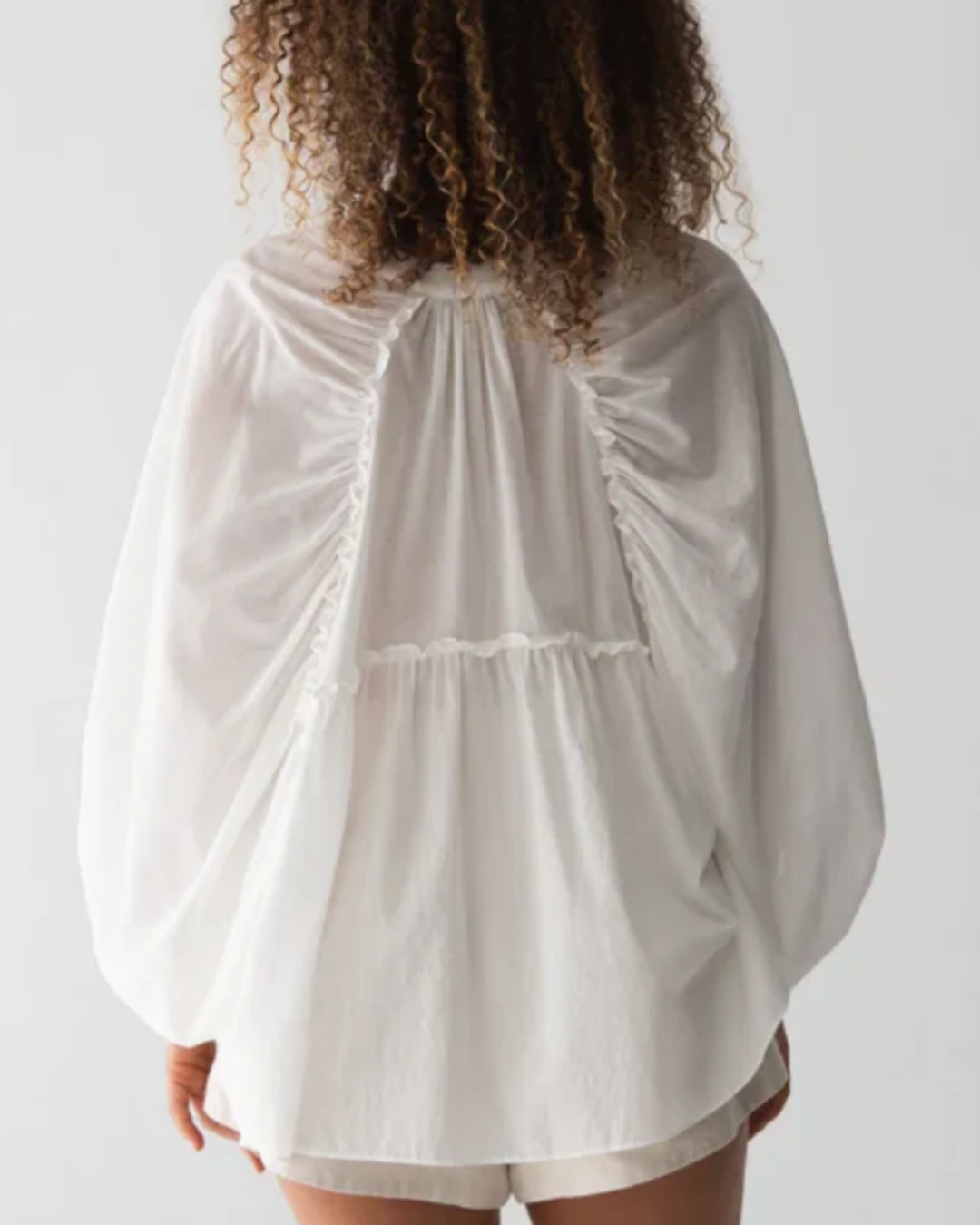 Thalia Cotton Voile Shirt in Ivory by Lilly Pilly
