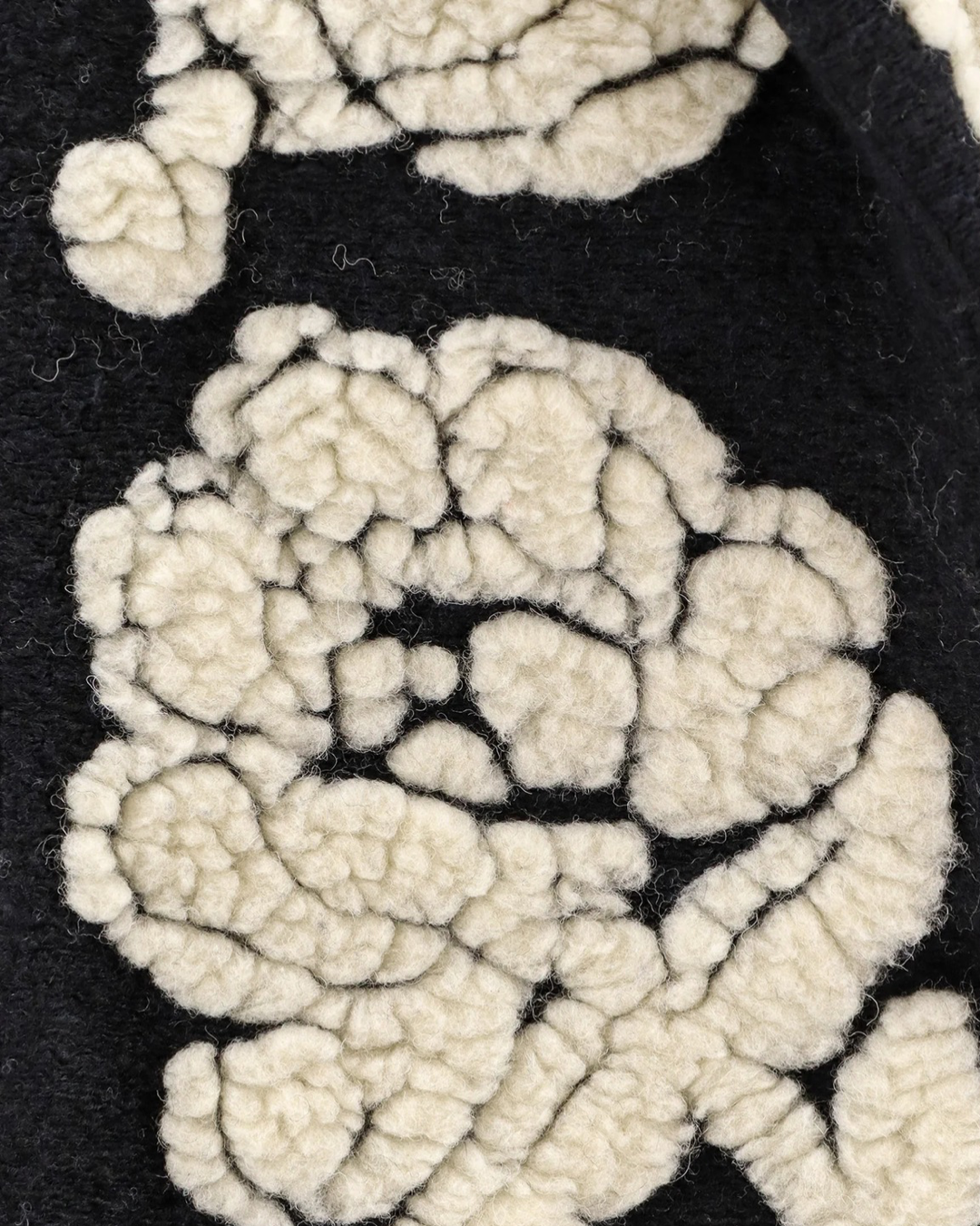 Floral Arabesque Fleece Coat in Black & Cream by FARM Rio