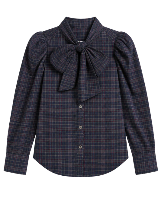 Pajarita Madras Blouse in Blue Check by SOPHIE + LUCIE