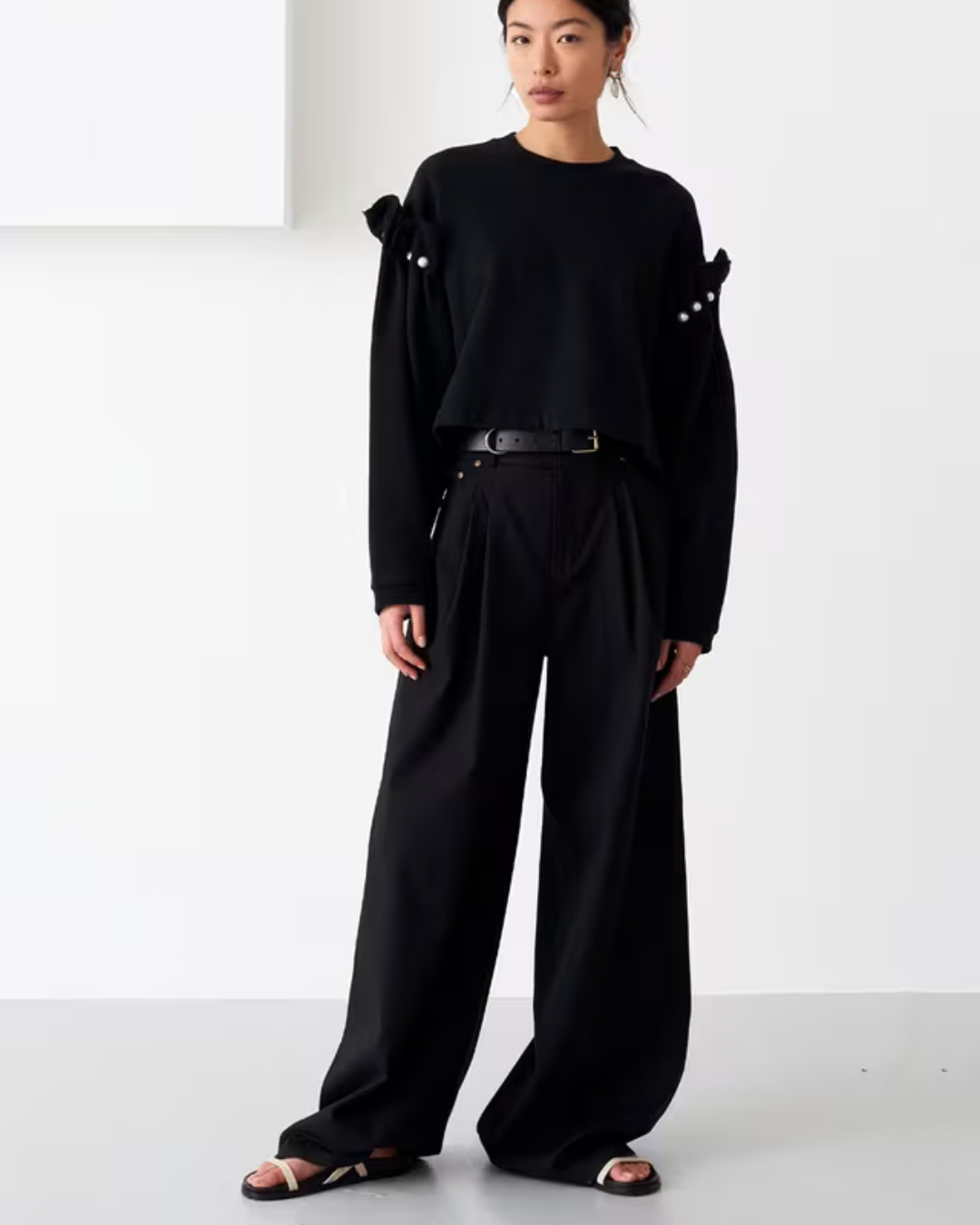Dani American Fleece Cropped Sweatshirt in Black by AKYN