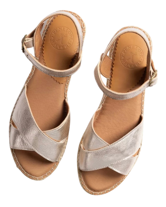 Campo Leather Espadrille in Champagne by Penelope Chilvers