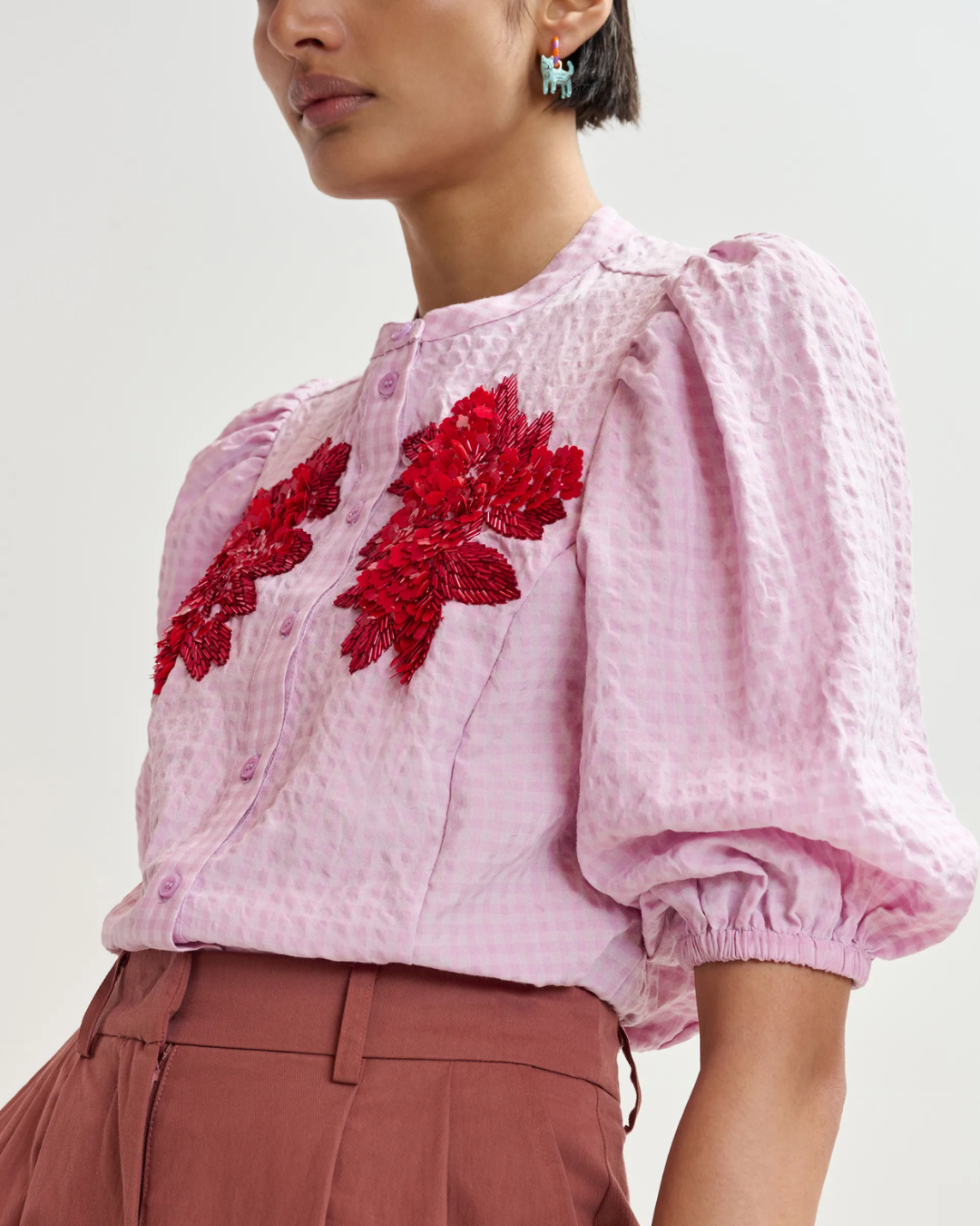 Jaiden Embellished Shirt in Bright Mauve by Essentiel Antwerp