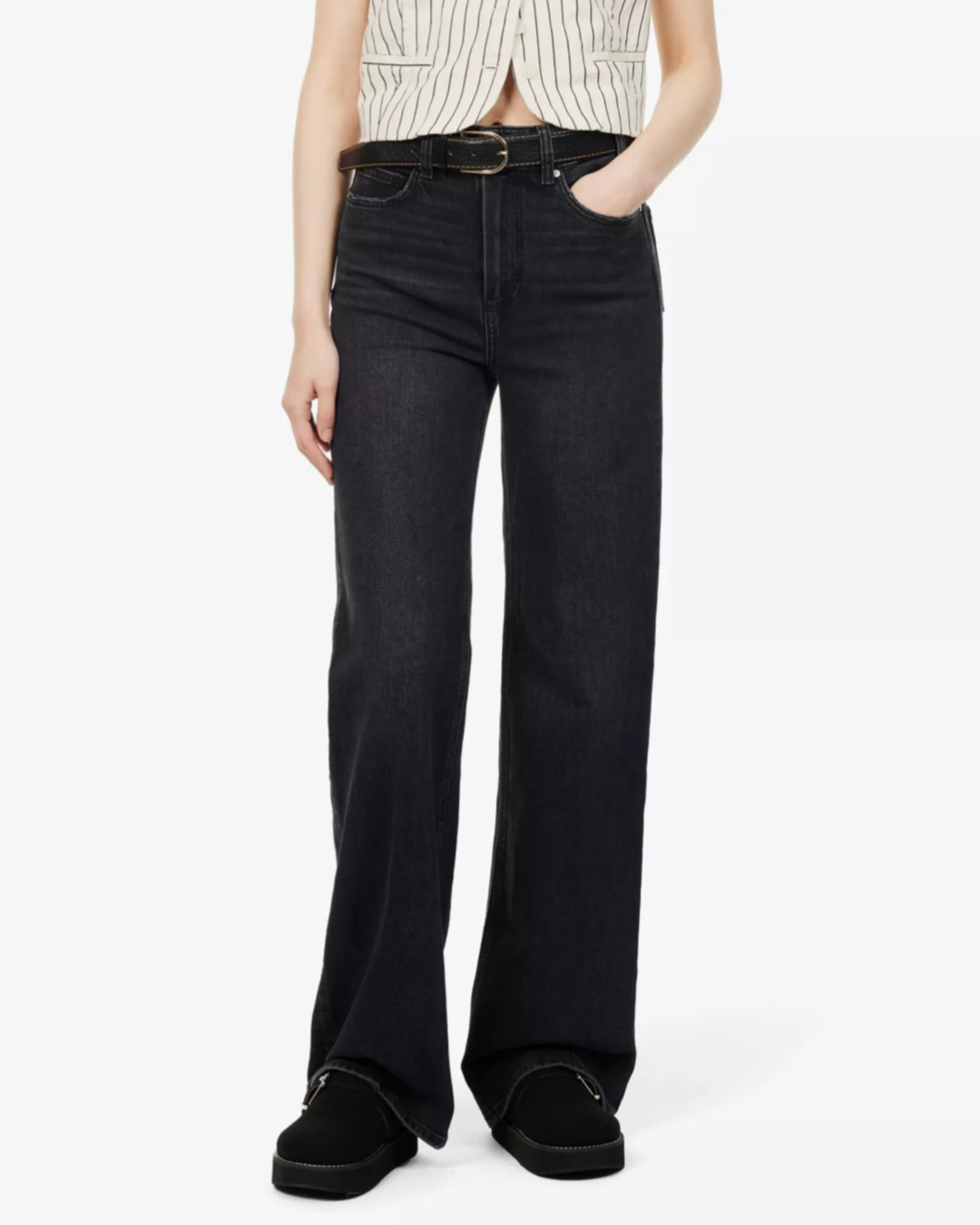 Sasha Jeans in Viper Distressed Black Denim by PAIGE