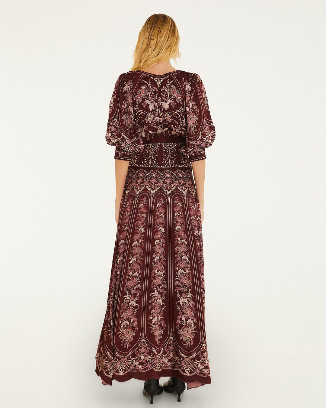 Liz Balloon Sleeve Maxi Dress in Burgundy by Farm Rio