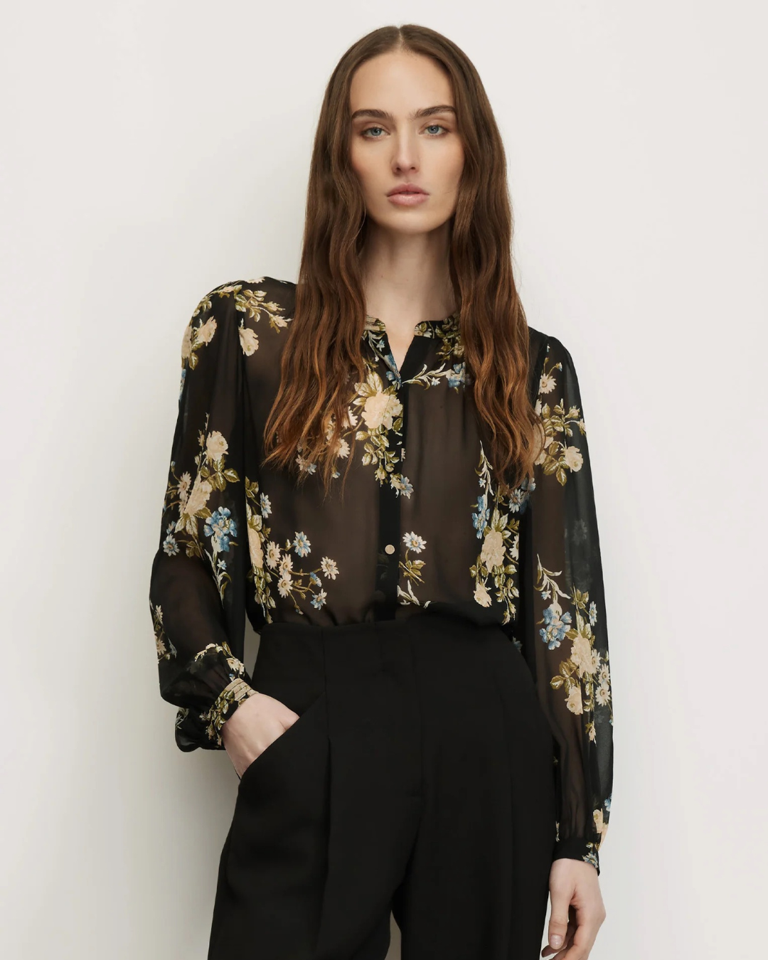 Ashlynn Blouse in Black Multi by Veronica Beard