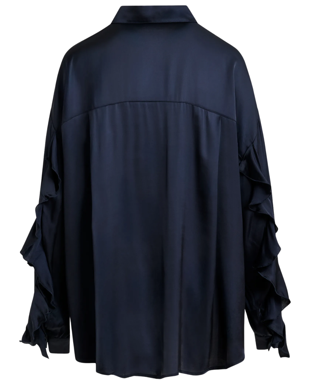 Judith Oversized Ruffle Shirt in Classic Navy by Essentiel Antwerp