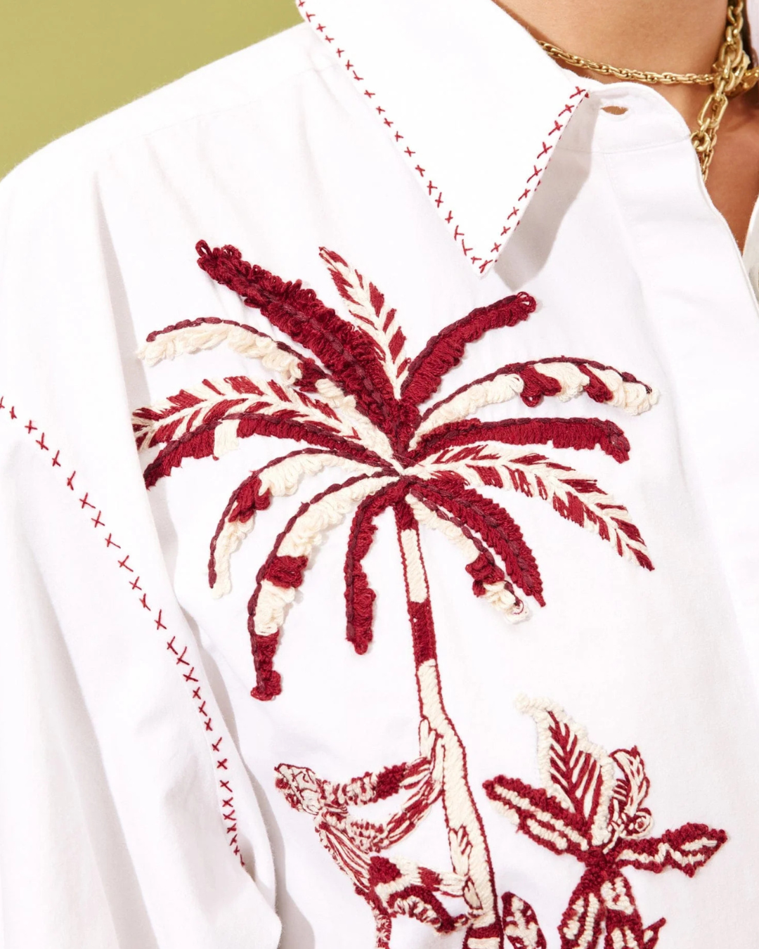 Odie Embroidered Shirt in Ivory by Alemais