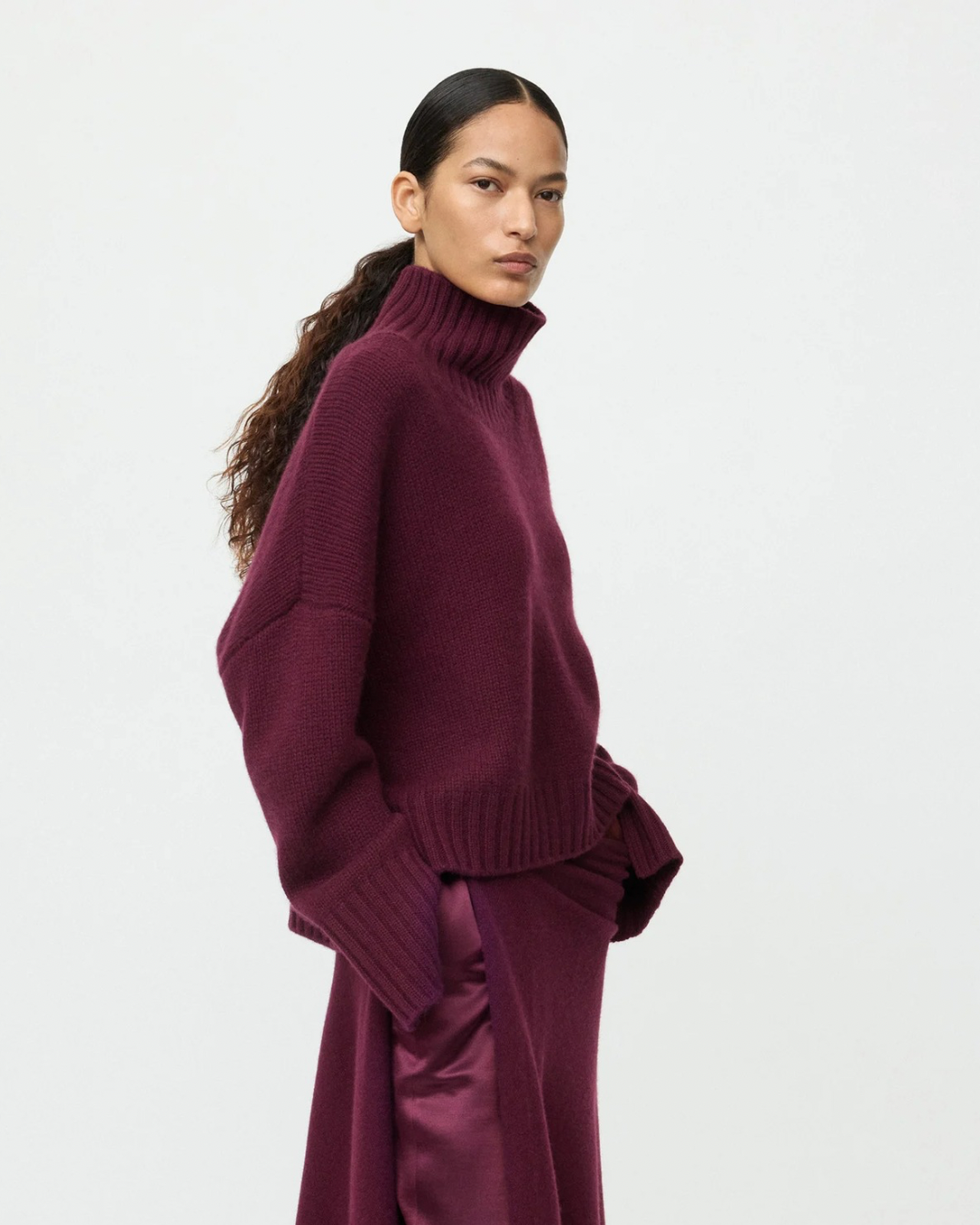 Girlfriend Turtleneck in Bordeaux by Soft Goat