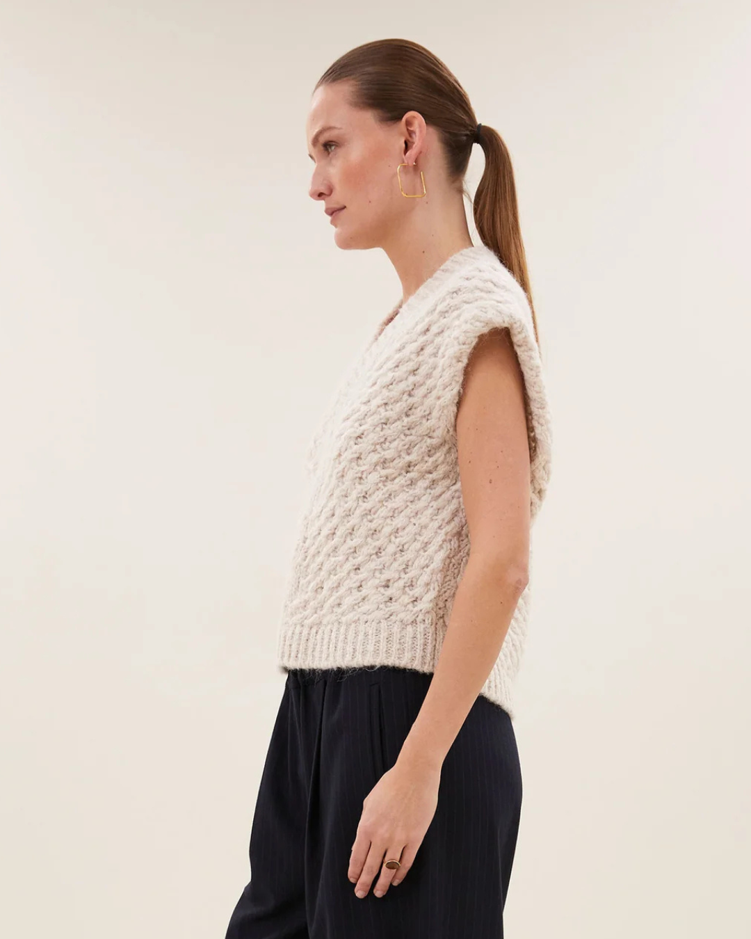 Blake Spencer Knit Vest in Chalk by by-bar