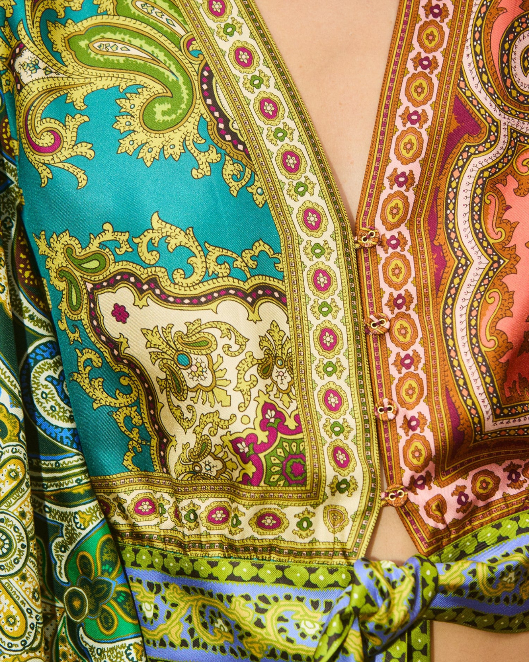 Clemenza Spliced Crop Silk Blouse by Alemais