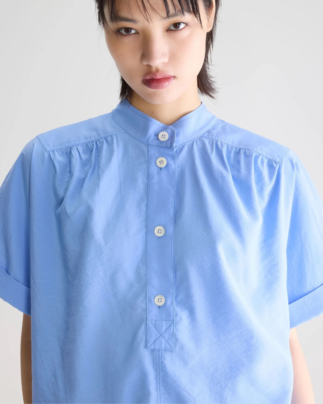 Pear Short Sleeve Blouse in Blue by Bellerose