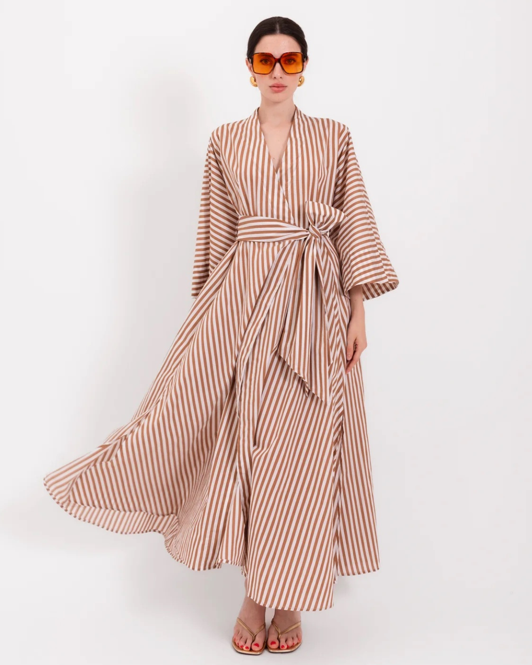 Pupa Dress in Beige Stripe by LAVI Couture