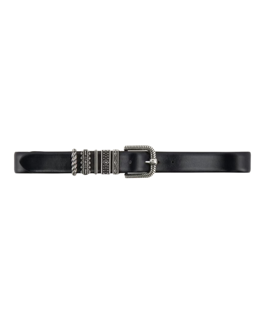 Berkane Multi Loop Leather Belt in Black by BA&SH