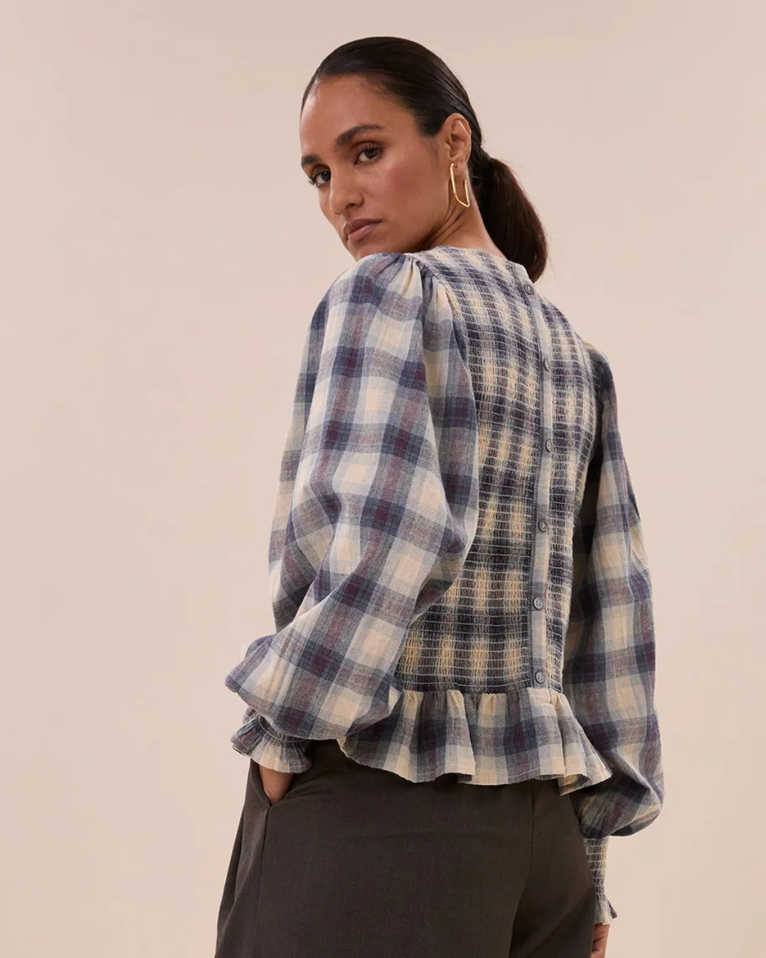 Yena Tokyo Check Blouse in Tokyo Check by by-bar