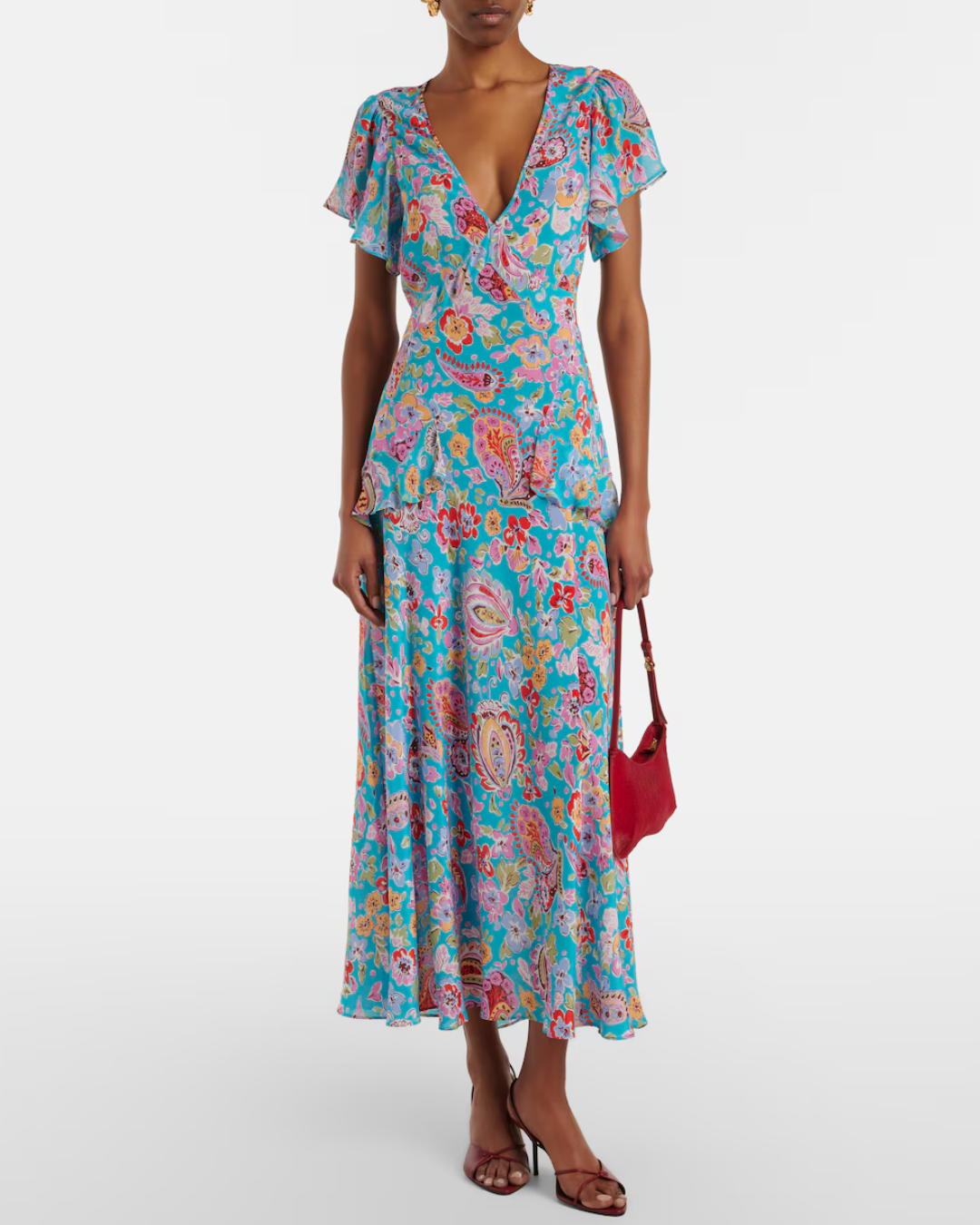 Evie Dress in Cara Floral Turquoise by RIXO