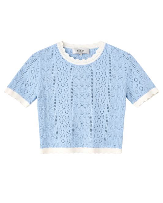 Georgia Knit Short Sleeve Top in Blue by Sea NY