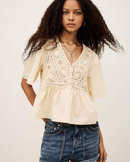 Salvi Blouse in Ecru by BA&SH