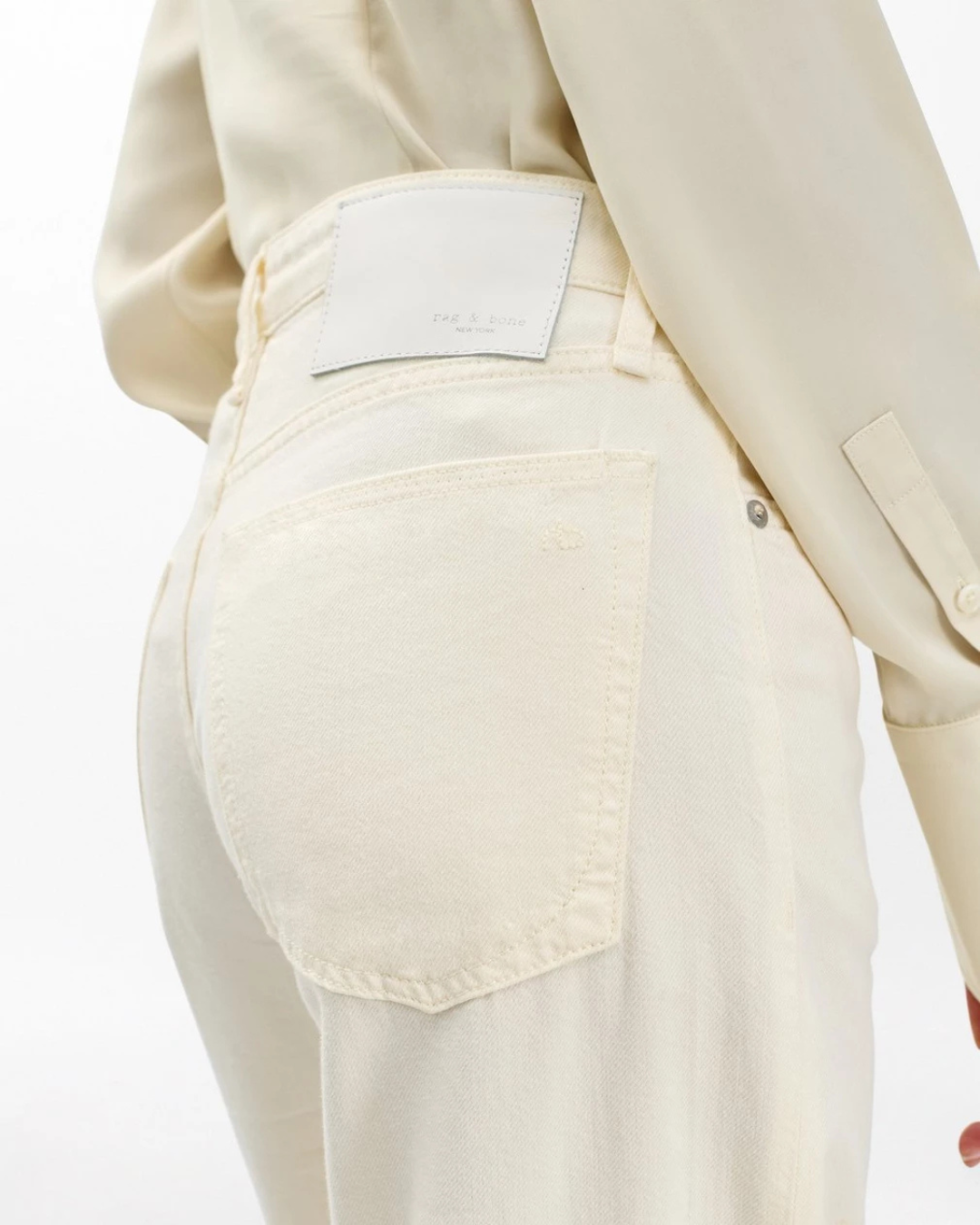 Logan Featherweight Wide Leg Jeans in Ecru by Rag & Bone
