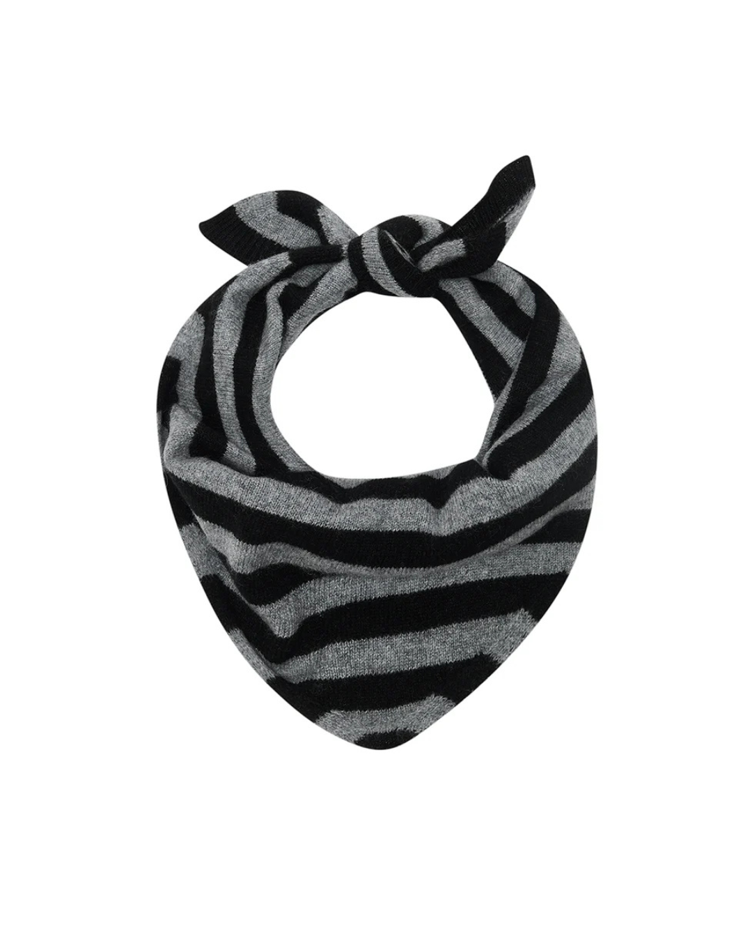 Cashmere Stripe Bandana in Black and Mid Grey by Jumper 1234