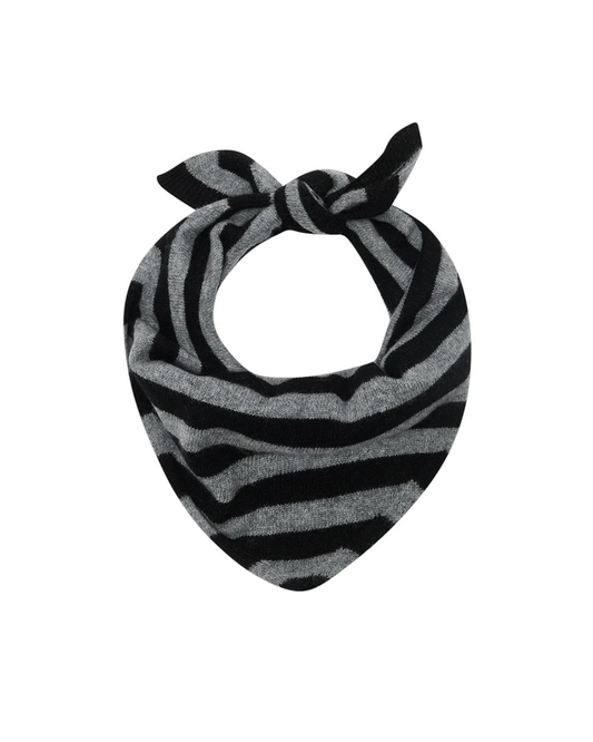 Cashmere Stripe Bandana in Black and Mid Grey by Jumper 1234