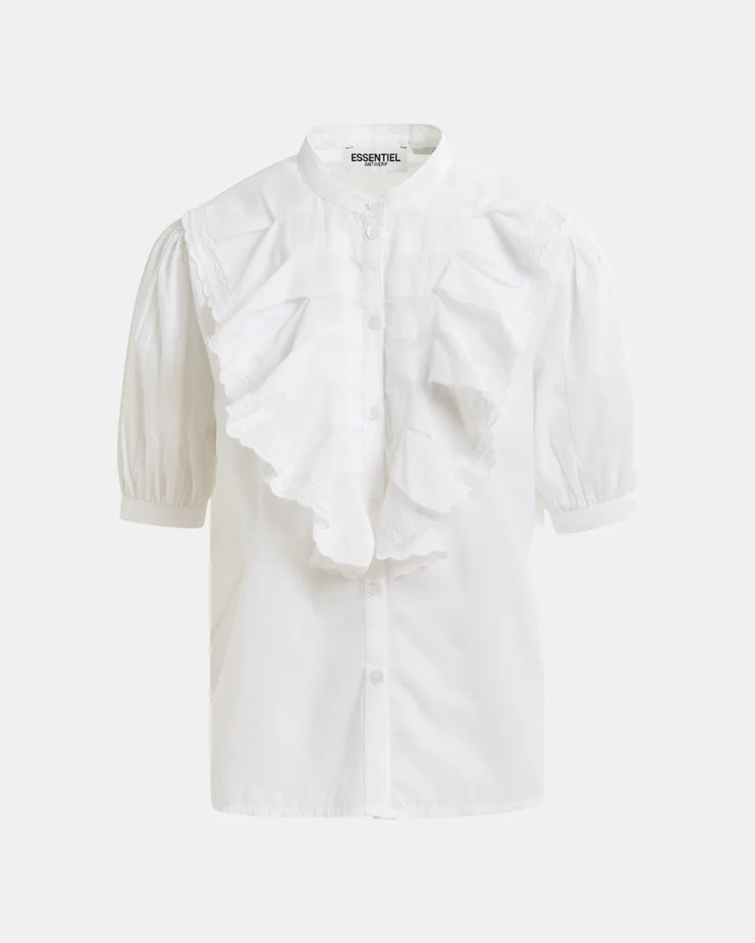 White Cotton Shirt with Mandarin Collar by Essentiel Antwerp