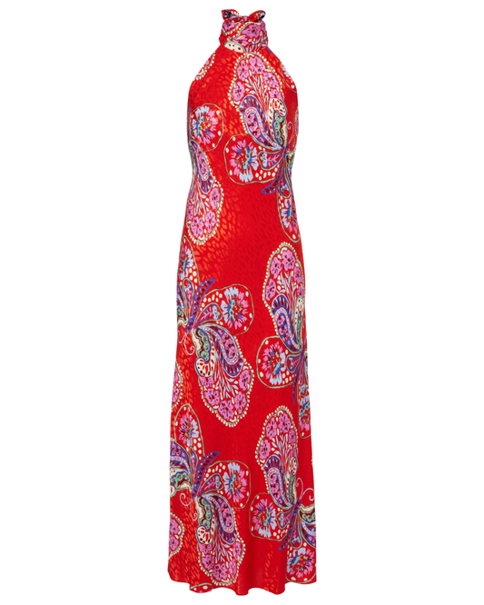 Maura Dress in Butterfly Bloom Jacquard Red by RIXO