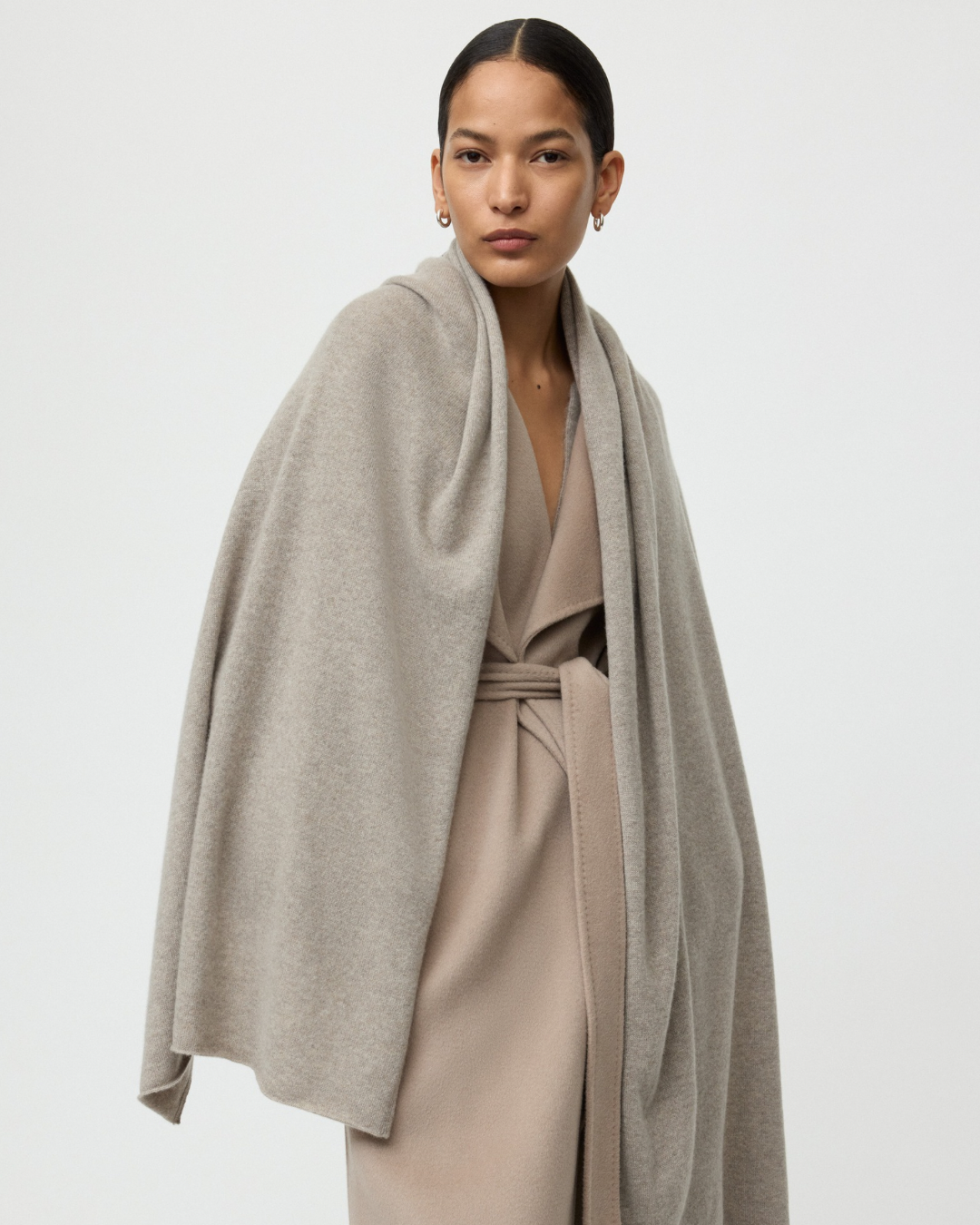 Knitted Scarf in Greige by Soft Goat