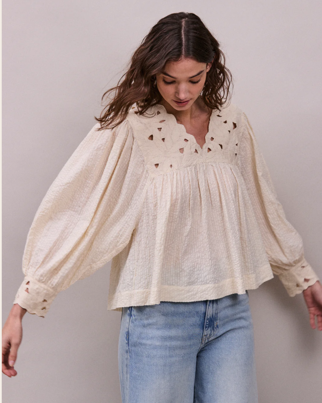 Lily of the Valley Blouse in Oyster by FAUNE