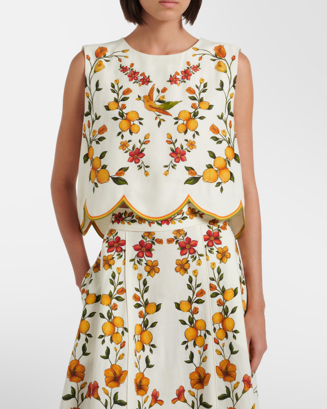 Lemon Bouquet Linen Blend Blouse by Farm Rio