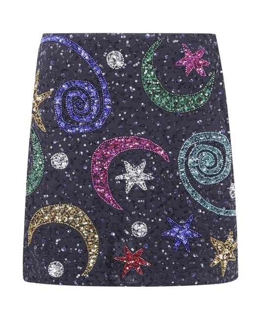 Minna Skirt in Starry Moon Embellishment Black by RIXO