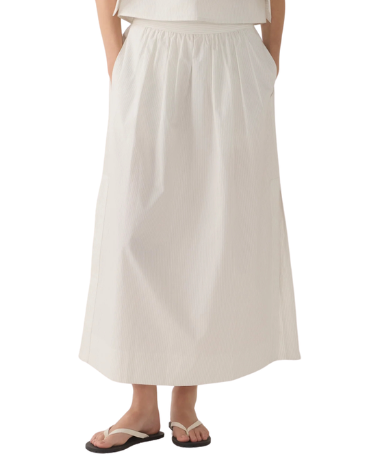 Bobby Skirt in White Pinstripe Poplin by Foemina