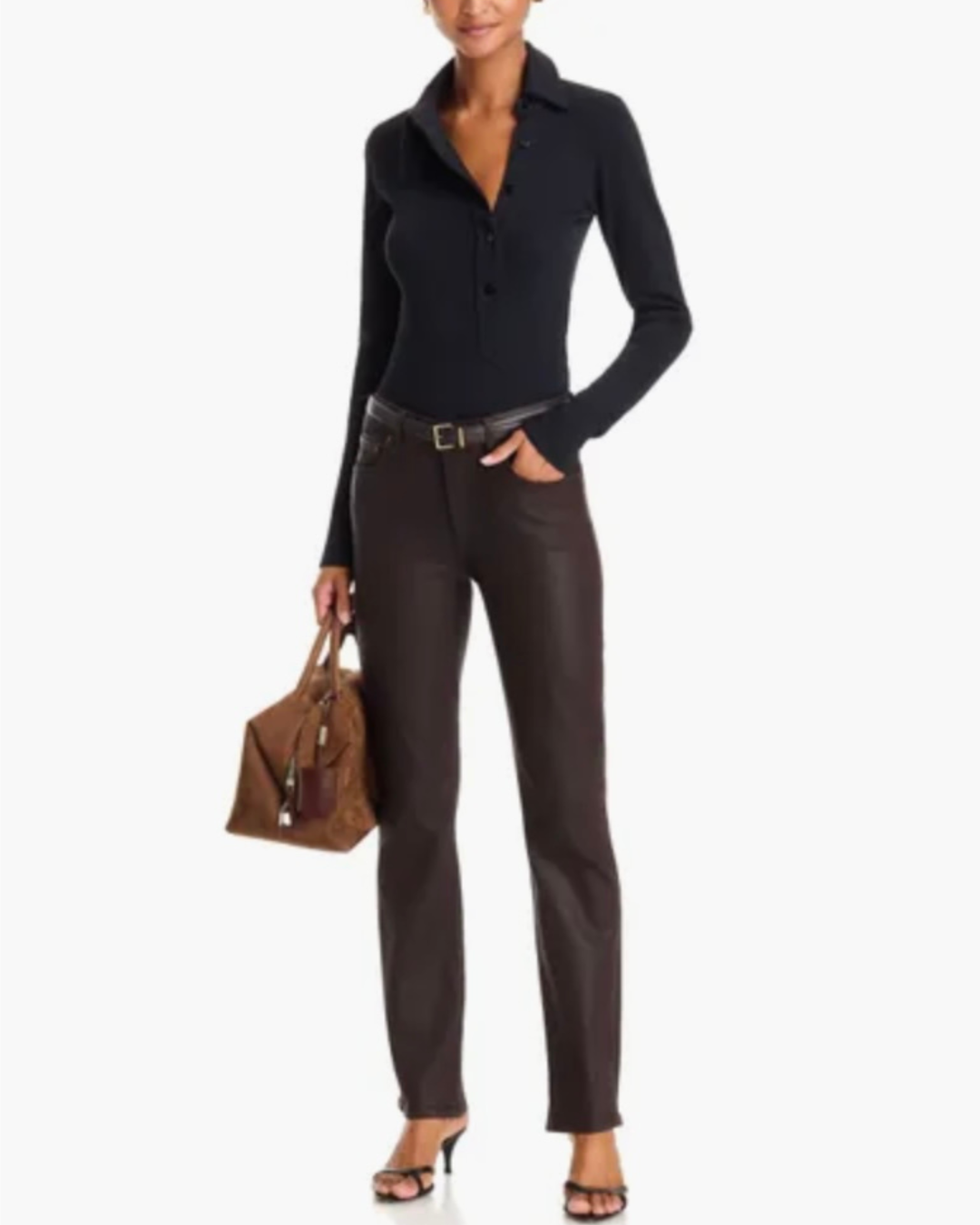 Flexi Wren Mid Rise Slim Jeans in Coated Brown by Rag & Bone