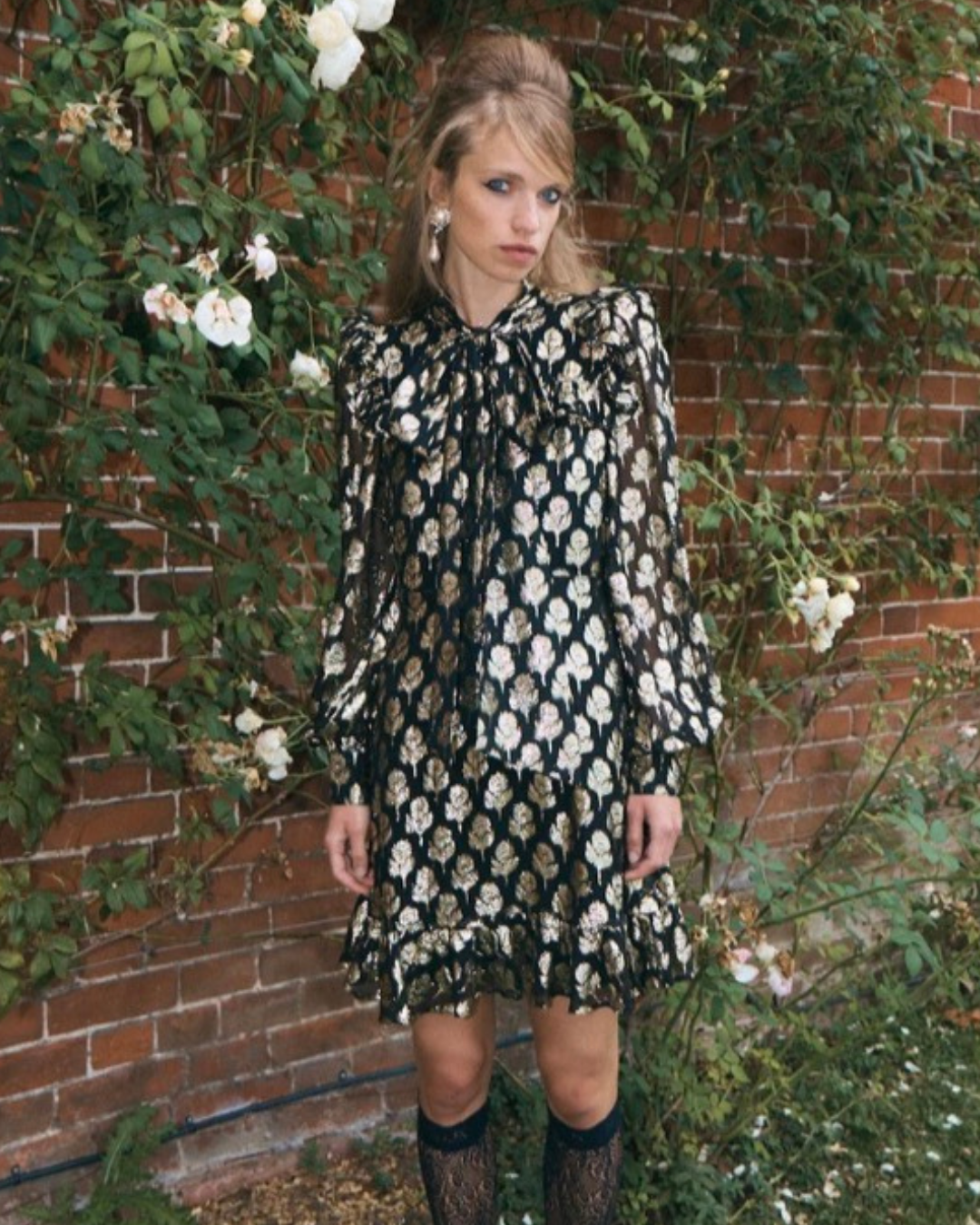 Gracie Dress in Black & Gold by Queens of Archive