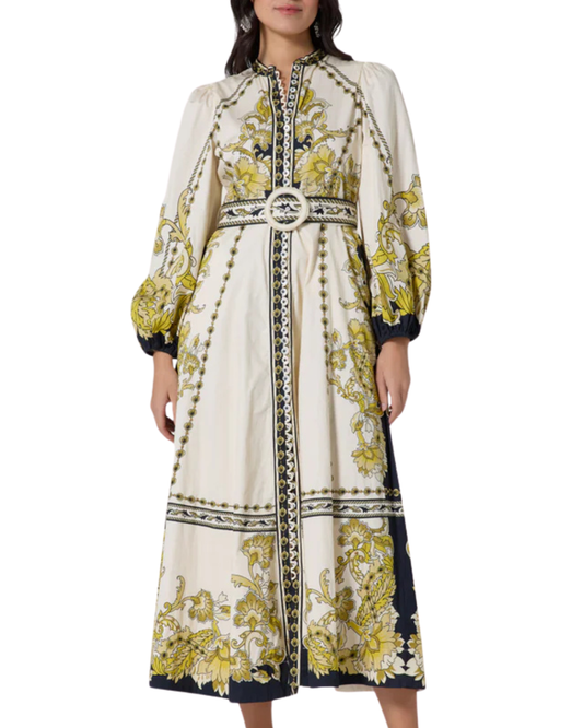 Barboqueen Floral Midi Dress in Black & Gold by Scarlett Poppies