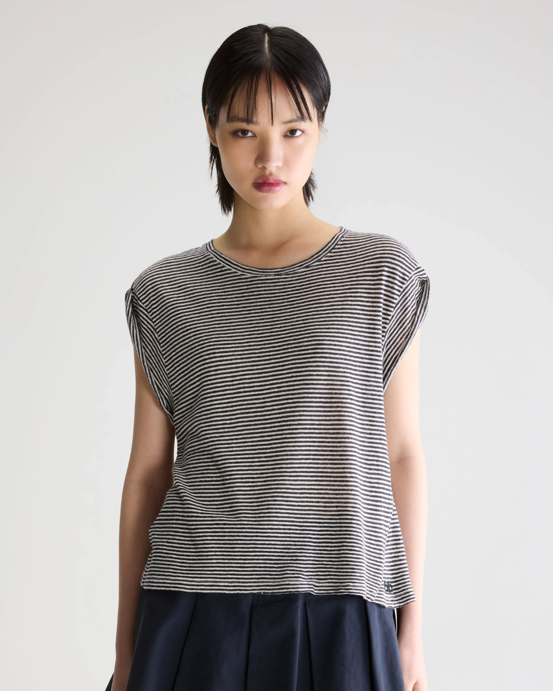 Vlyn Striped Tee in Black by Bellerose