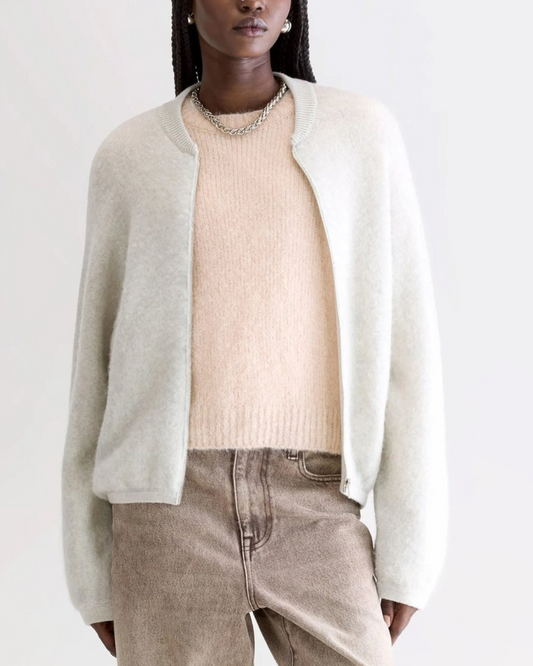 Asedi Zip Up Cardigan in Oyster by Bellerose