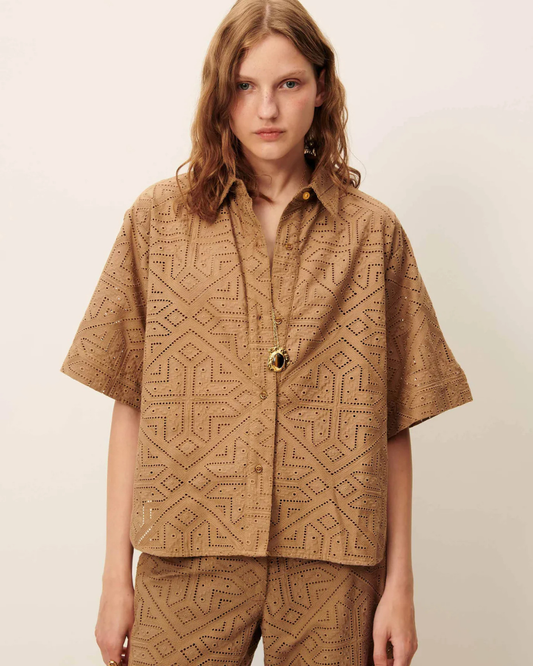 Kaia Embroidered Shirt in Pampa by Sessùn