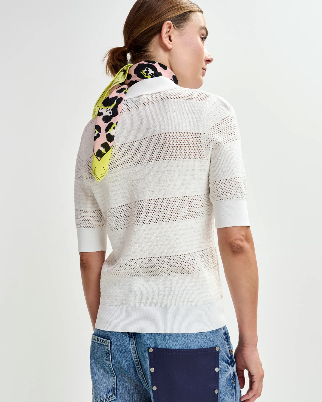 Jarts Knit Polo with Bows in Off White by Essentiel Antwerp
